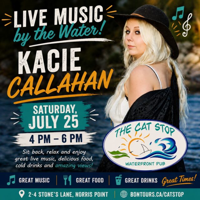 🎶 Your Saturday Soundtrack Starts at The Cat Stop! 🎶

Spend your Saturday afternoon with us as Kacie Callahan brings her incredible live vocals to The Cat Stop Waterfront Pub!

📅 Saturday, July 25
🕓 4:00 PM – 6:00 PM
📍 The Cat Stop Waterfront Pub
📍 2–4 Stone's Lane, Norris Point

There's no better way to spend a summer afternoon than enjoying live local music, delicious food, refreshing drinks, and one of the best waterfront views in Gros Morne.

Bring your friends, grab a table on the patio, and let Kacie provide the soundtrack to your Saturday!

🎵 Great music. Great food. Great company. See you at The Cat Stop!

🌐 bontours.ca/catstop